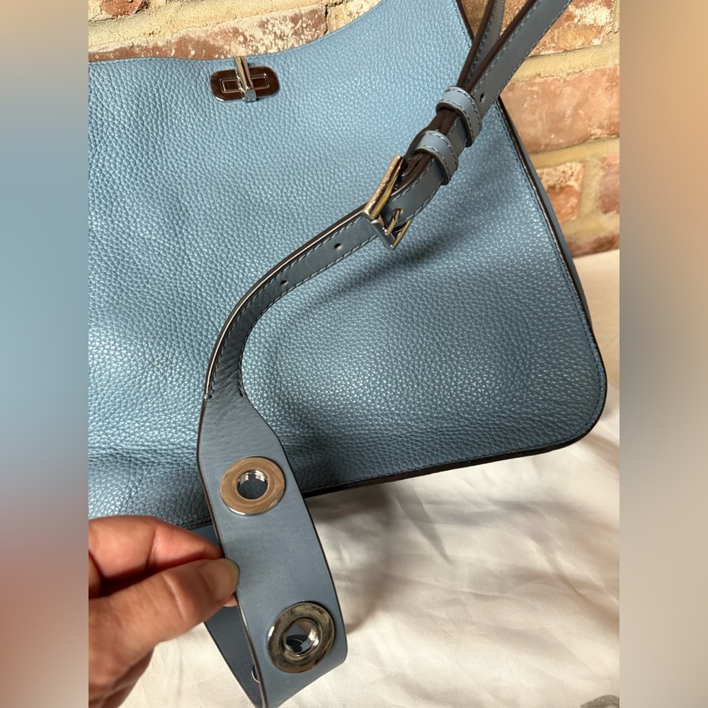 Michael Kors EUC++ Sullivan Blue Pebbled Leather Crossbody Shoulder Bag - Picture 13 of 13